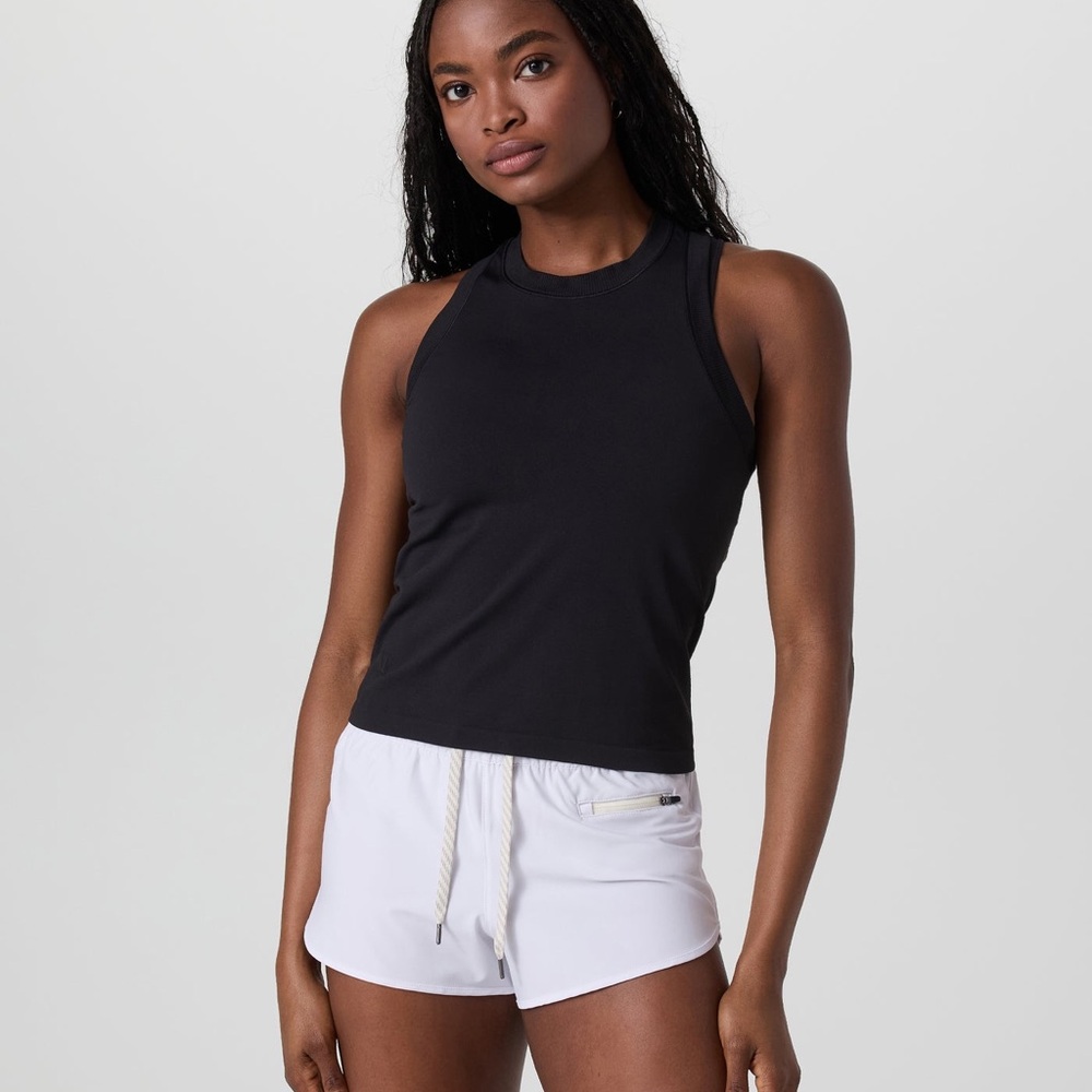 VUORI Ribbed Stretch-Modal Tank - Black